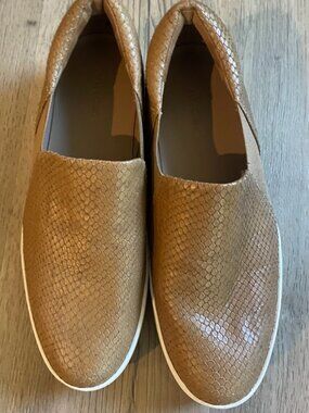 Vince Men's Leather Brown Diamond Pattern Loafer Shoes 9M Slip-on!